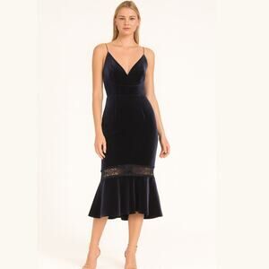 NICHOLAS Velvet Midi Dress 0 Blue NEW